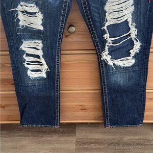 True Religion Men's Distressed Dark Blue Straight Jeans